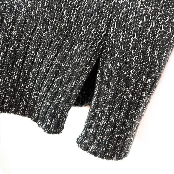 J. Jill Marled Black Knit Deep V-Neck Tunic Sweater size large - Picture 3 of 5